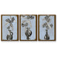 Graphic Flowers in Vase I - Framed Premium Gallery Wrapped Canvas L Frame 3 Piece Set - Ready to Hang