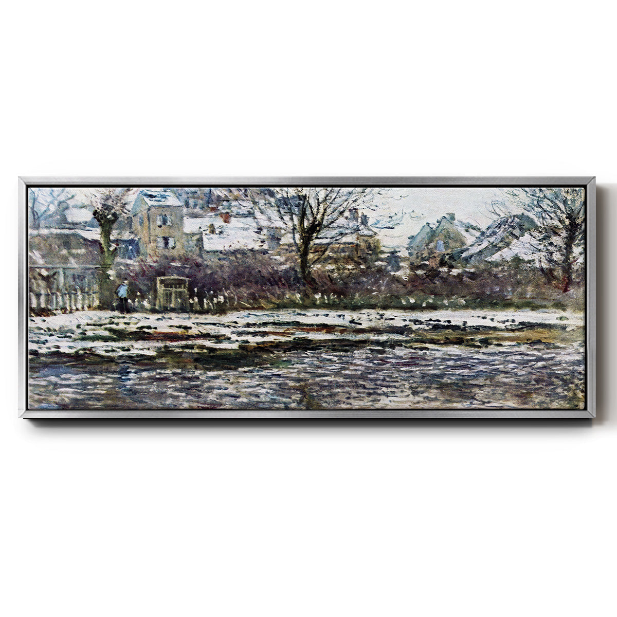 Snow in Vétheuil - Floater Framed Canvas Print