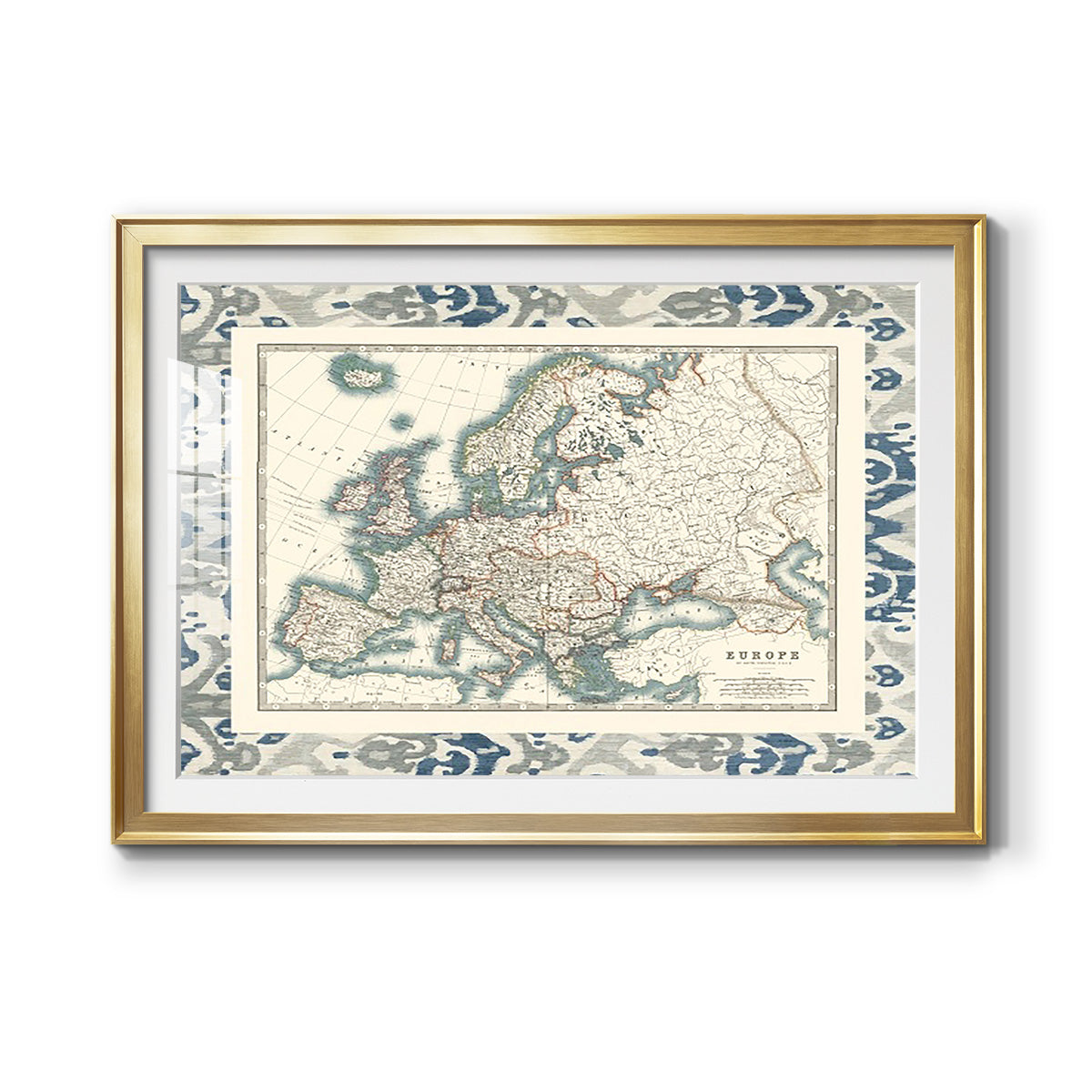 Bordered Map of Europe Premium Framed Print - Ready to Hang