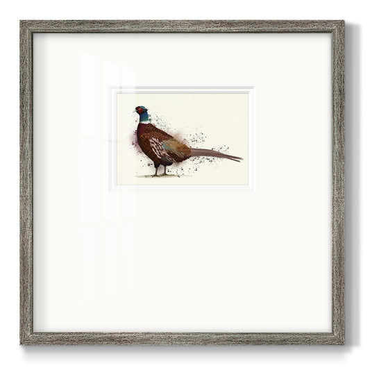 Pheasant Splash 1 Premium Framed Print Double Matboard