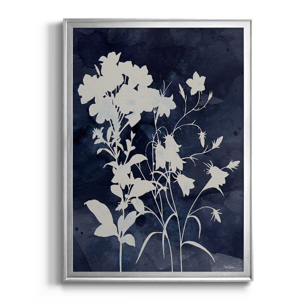 Indigo Botanical II Revisited - Modern Framed Canvas Print