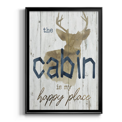 Happy Place Cabin - Modern Framed Canvas Print