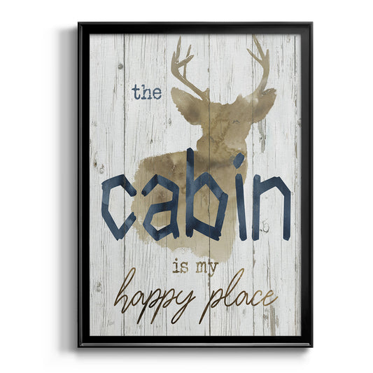 Happy Place Cabin - Modern Framed Canvas Print