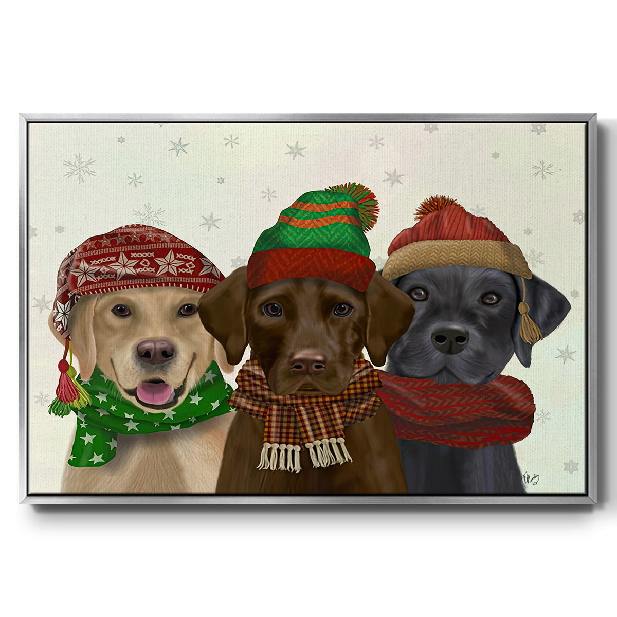Christmas 3 Winter Labs - Floater Framed Canvas Print