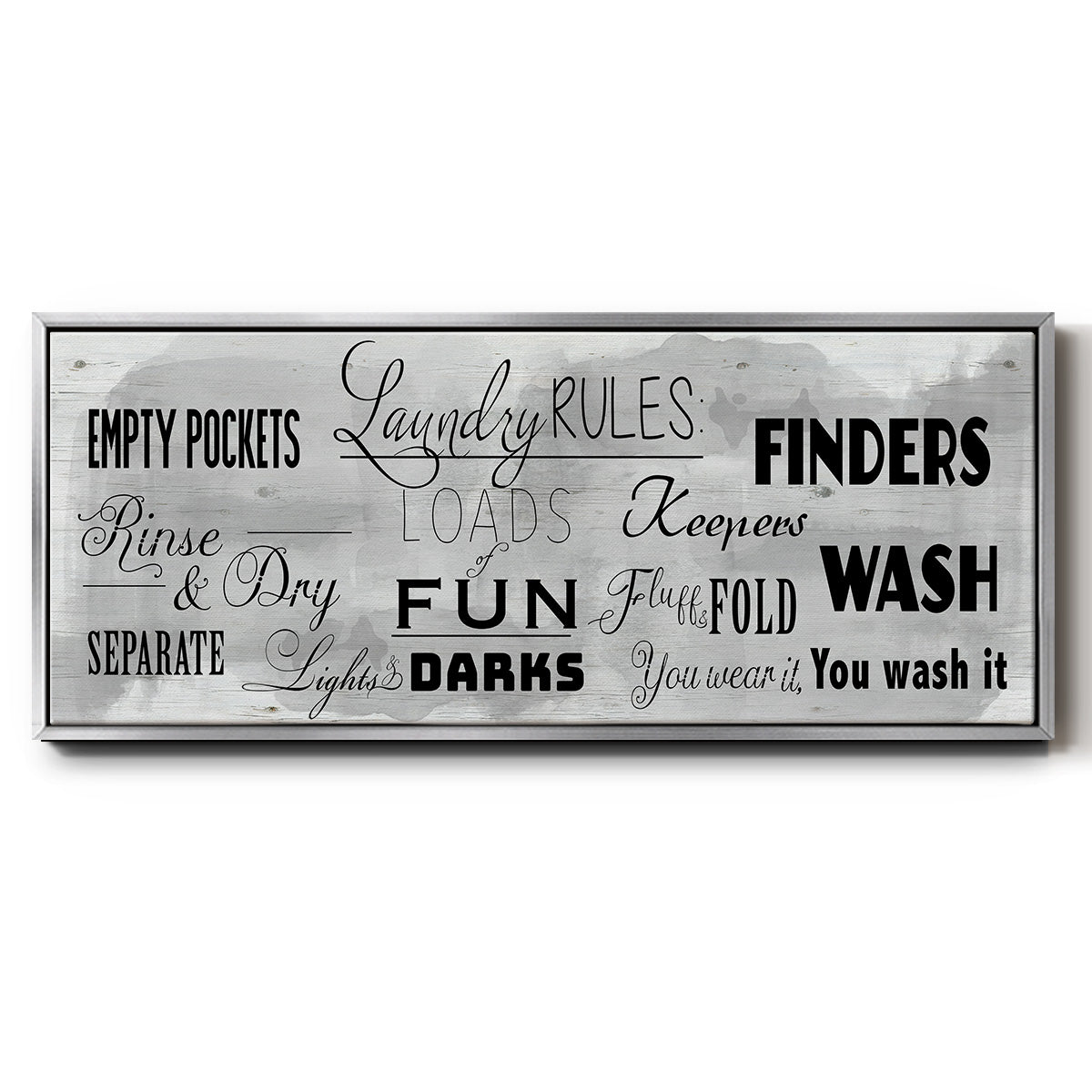 Laundry Rules - Floater Framed Canvas Print