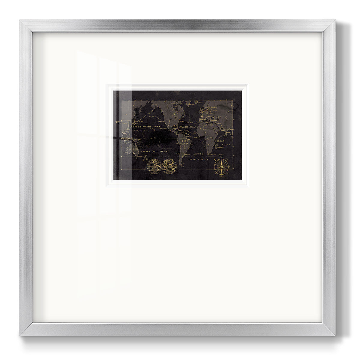 Black Gold Map - Double Matboard Framed Print