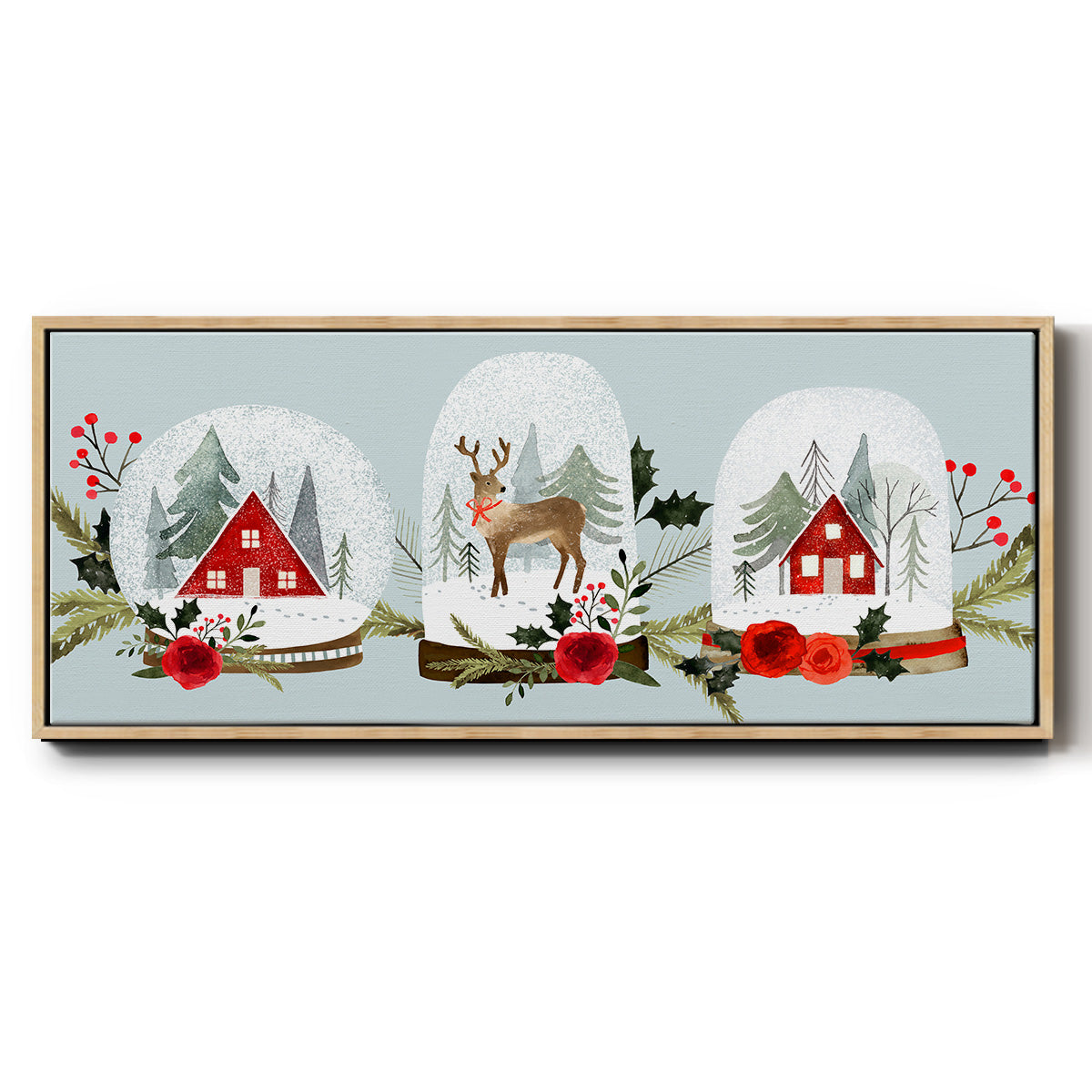 Snow Globe Village Collection D - Floater Framed Canvas Print