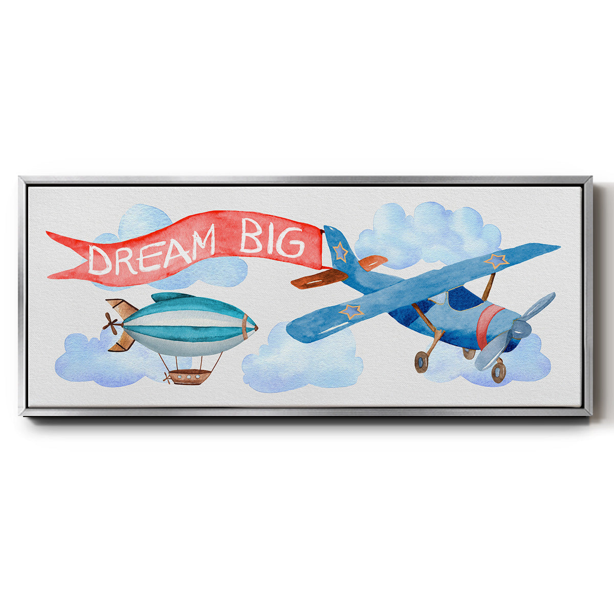 Dream Big Airplane - Floater Framed Canvas Print