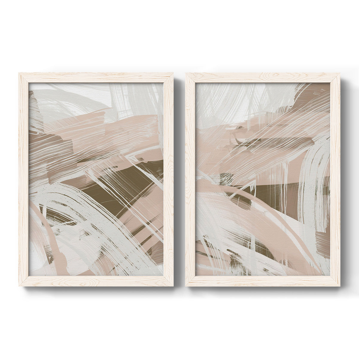 Earthtone Swipe I - Premium Framed Canvas 2 Piece Set - Ready to Hang