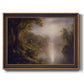 Luminous romantic landscape painting by Frederic Edwin Church printed on canvas in an ornate bronzed mahogany wood frame.