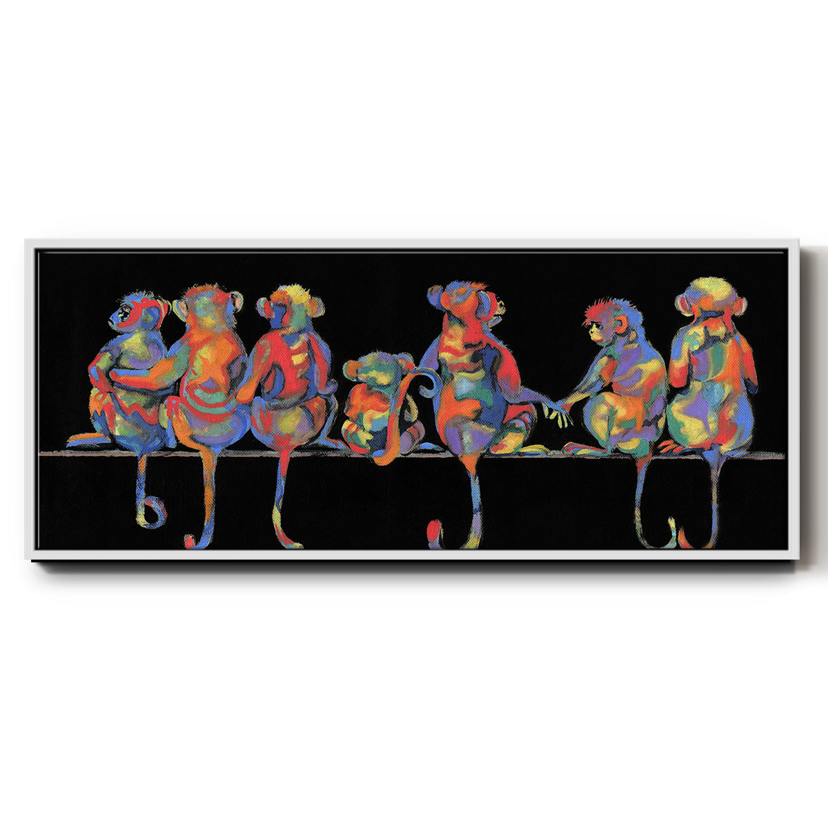 Fun Monkeys - Floater Framed Canvas Print