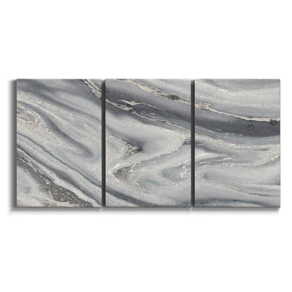 Three-panel canvas wall art featuring minimal monochrome abstract forms on white background.