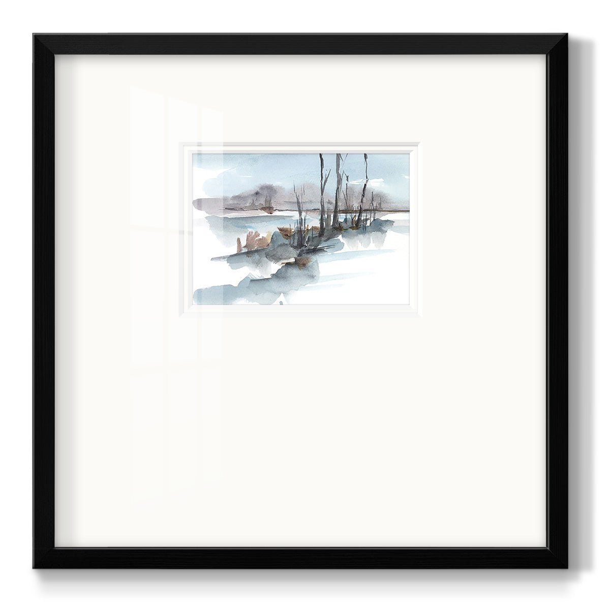 Winter Stream Watercolor I - Double Matboard Framed Print