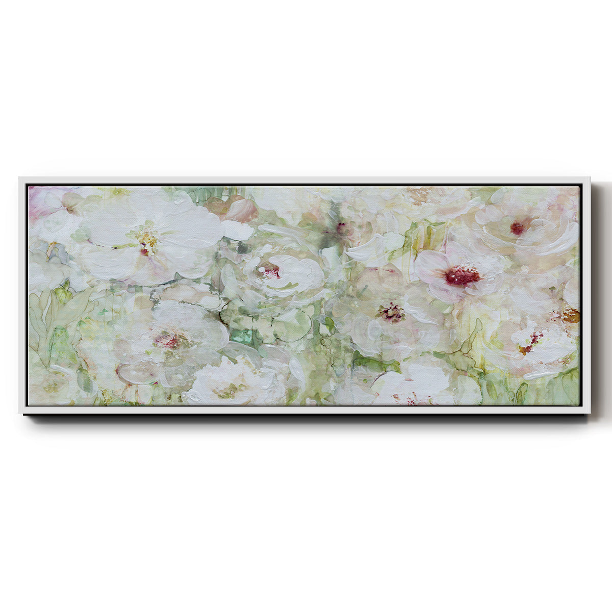 Jardin Blanc - Floater Framed Canvas Print