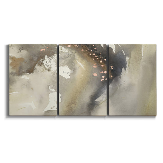 Three-panel canvas wall art featuring flowing abstract wave motion on white background.