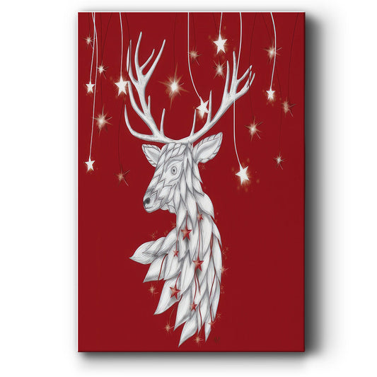 White Deer and Hanging Stars - Canvas Art Print