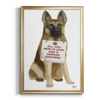 Love and German Shepherd - Modern Framed Canvas Print