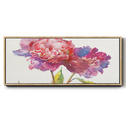 Prize Peonies I - Floater Framed Canvas Print