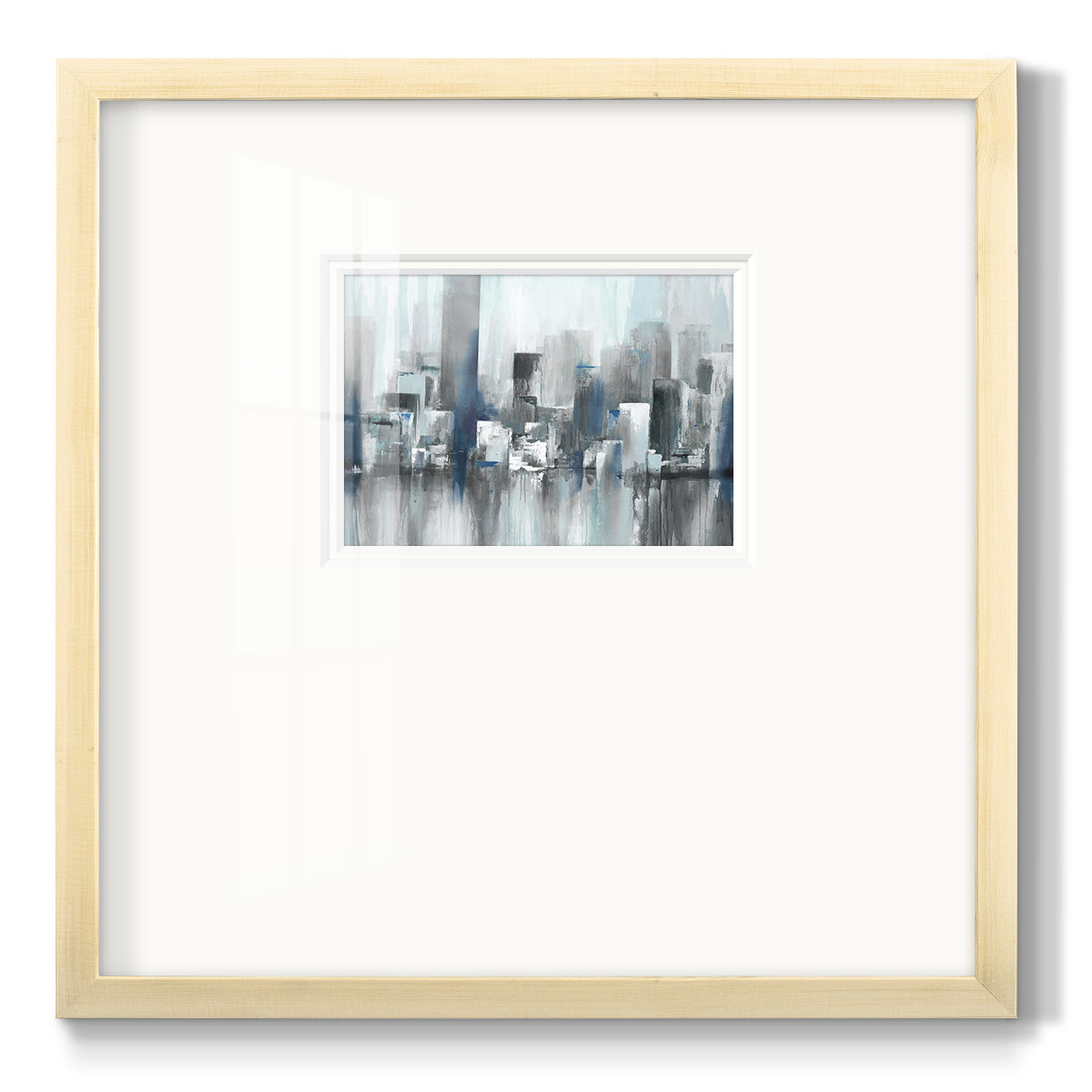 Cityscape in Blues Premium Framed Print Double Matboard