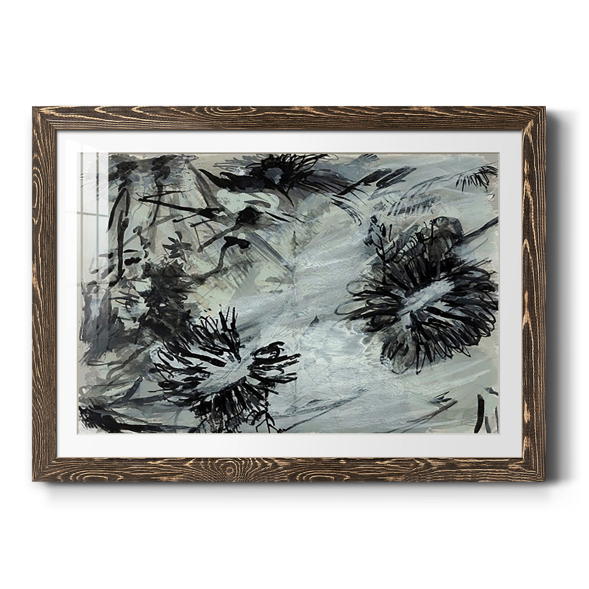 Black & White Chinois I - Barnwood Framed Art Print
