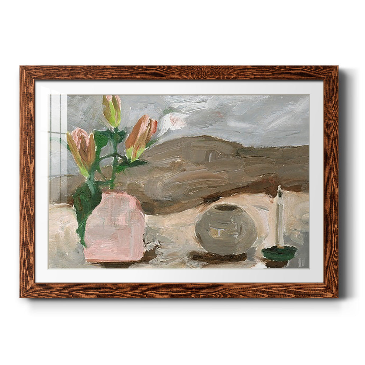 Vase of Pink Flowers V - Barnwood Framed Art Print