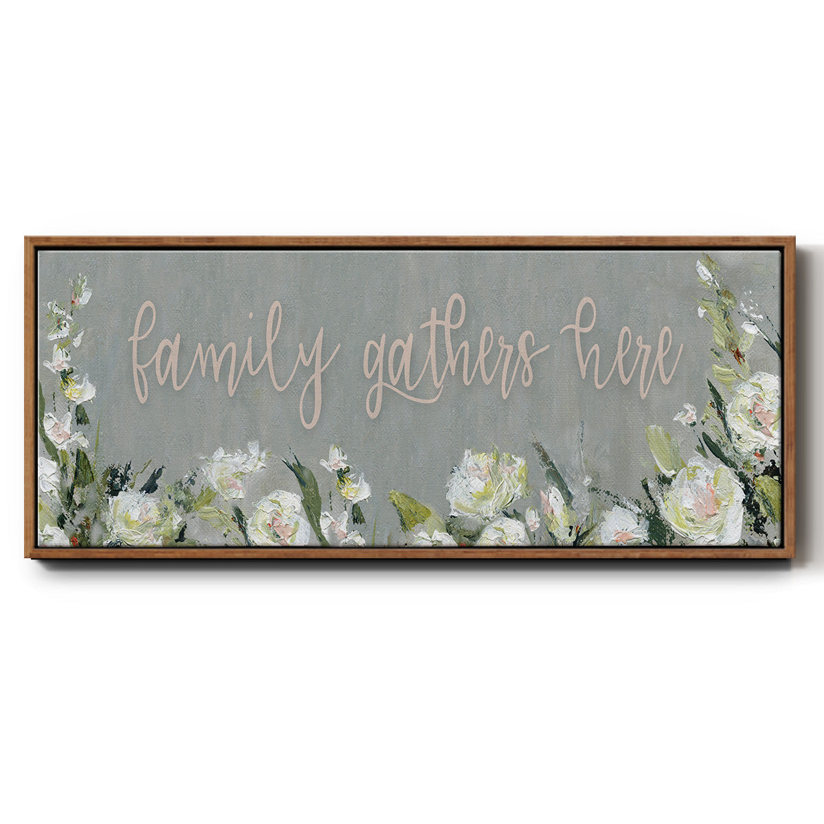 Family Gathers - Floater Framed Canvas Print