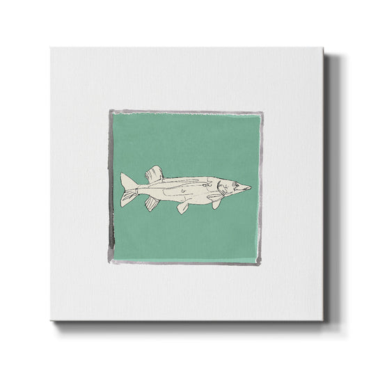 Block Print Fish IV-Premium Gallery Wrapped Canvas - Ready to Hang