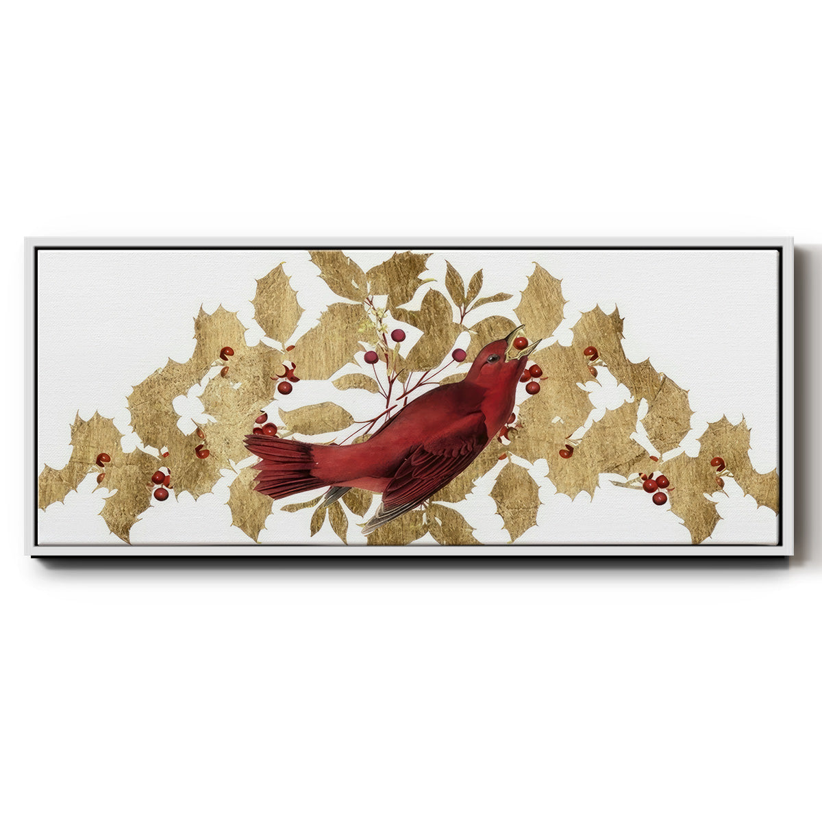 Red Bird Christmas Collection D - Floater Framed Canvas Print