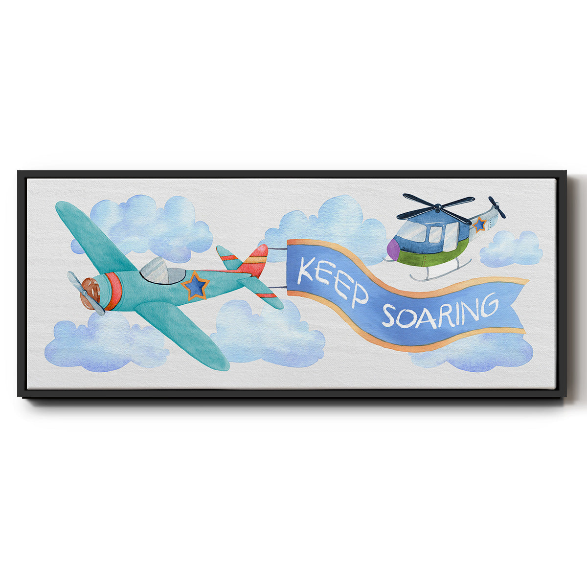 Soar Airplane - Floater Framed Canvas Print
