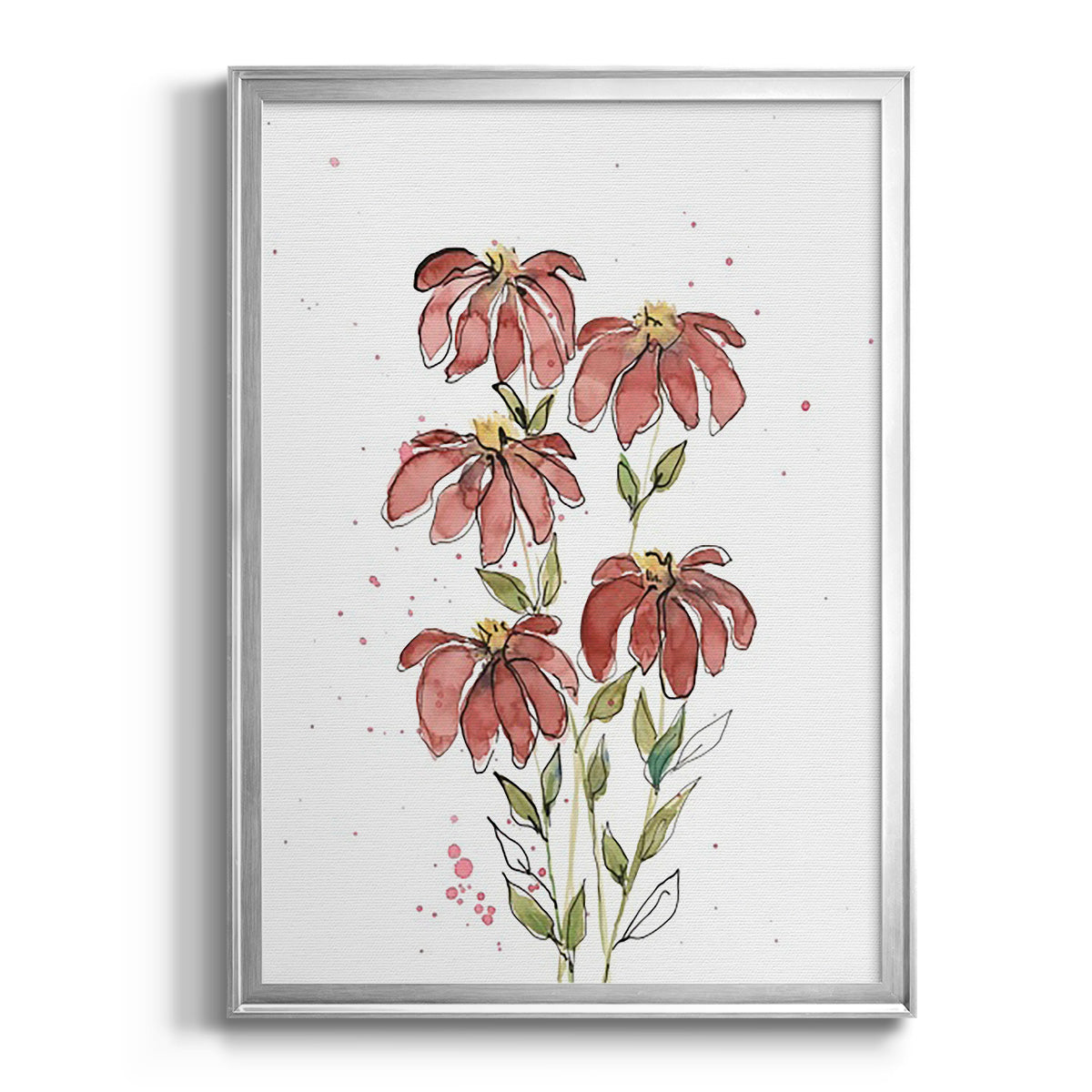 Watercolor Blooms II - Modern Framed Canvas Print