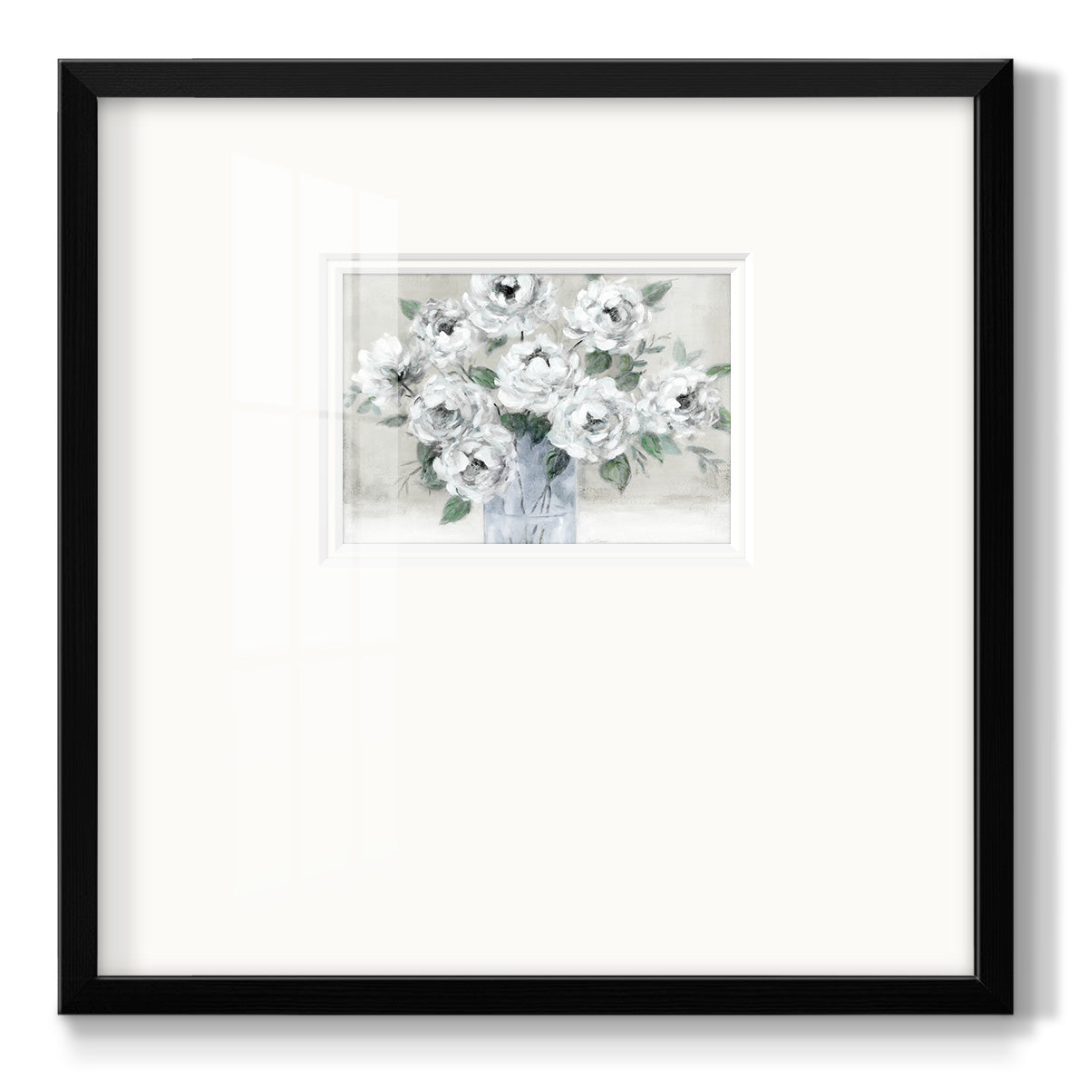 Tender White Roses Premium Framed Print Double Matboard