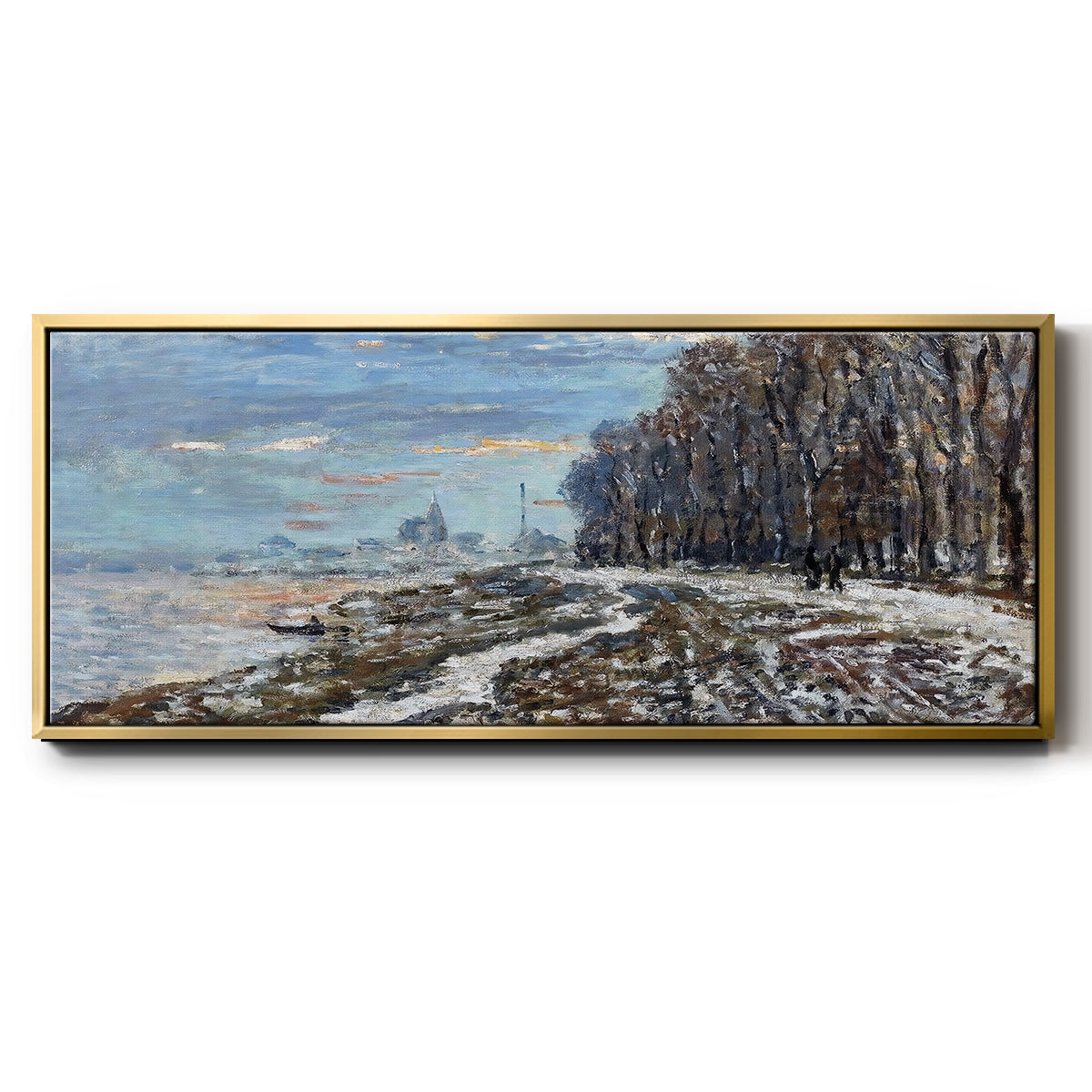 The Promenade at Argenteuil, Winter's Evening, 1875 - Floater Framed Canvas Print