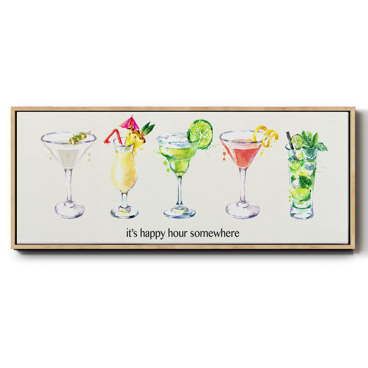 Happy Hour Cocktails - Floater Framed Canvas Print