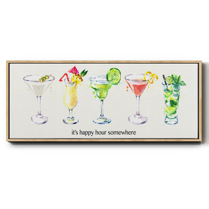 Happy Hour Cocktails - Floater Framed Canvas Print