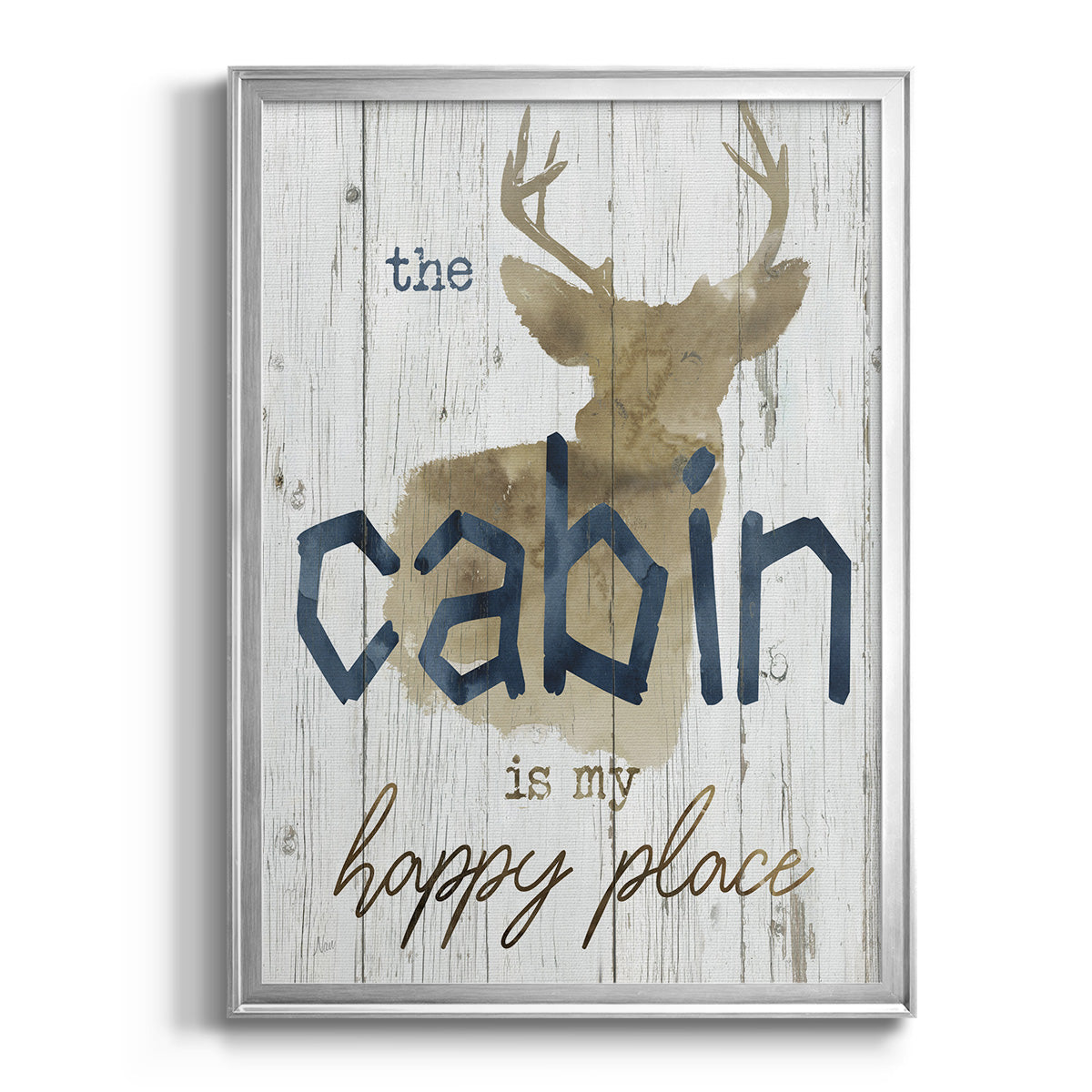 Happy Place Cabin - Modern Framed Canvas Print