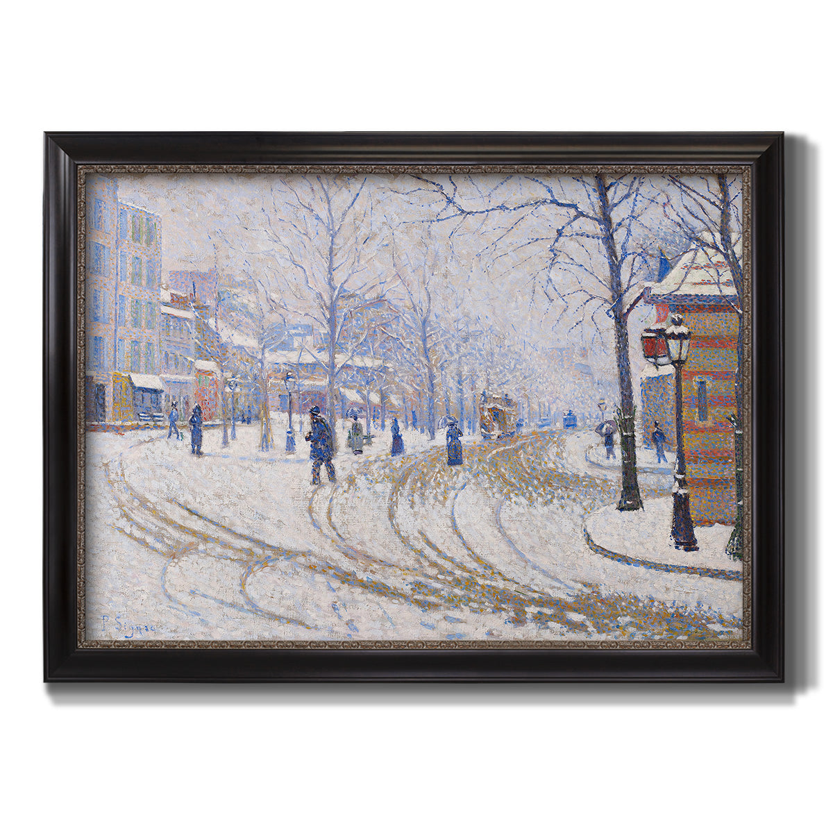 Snow, Boulevard de Clichy, Paris - Ornate Framed Canvas Print