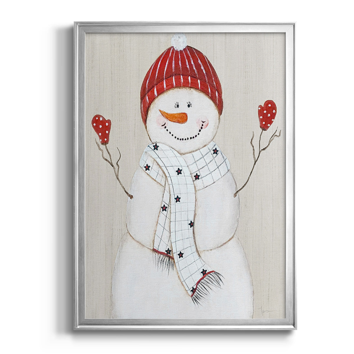 Festive Snowman III - Modern Framed Canvas Print