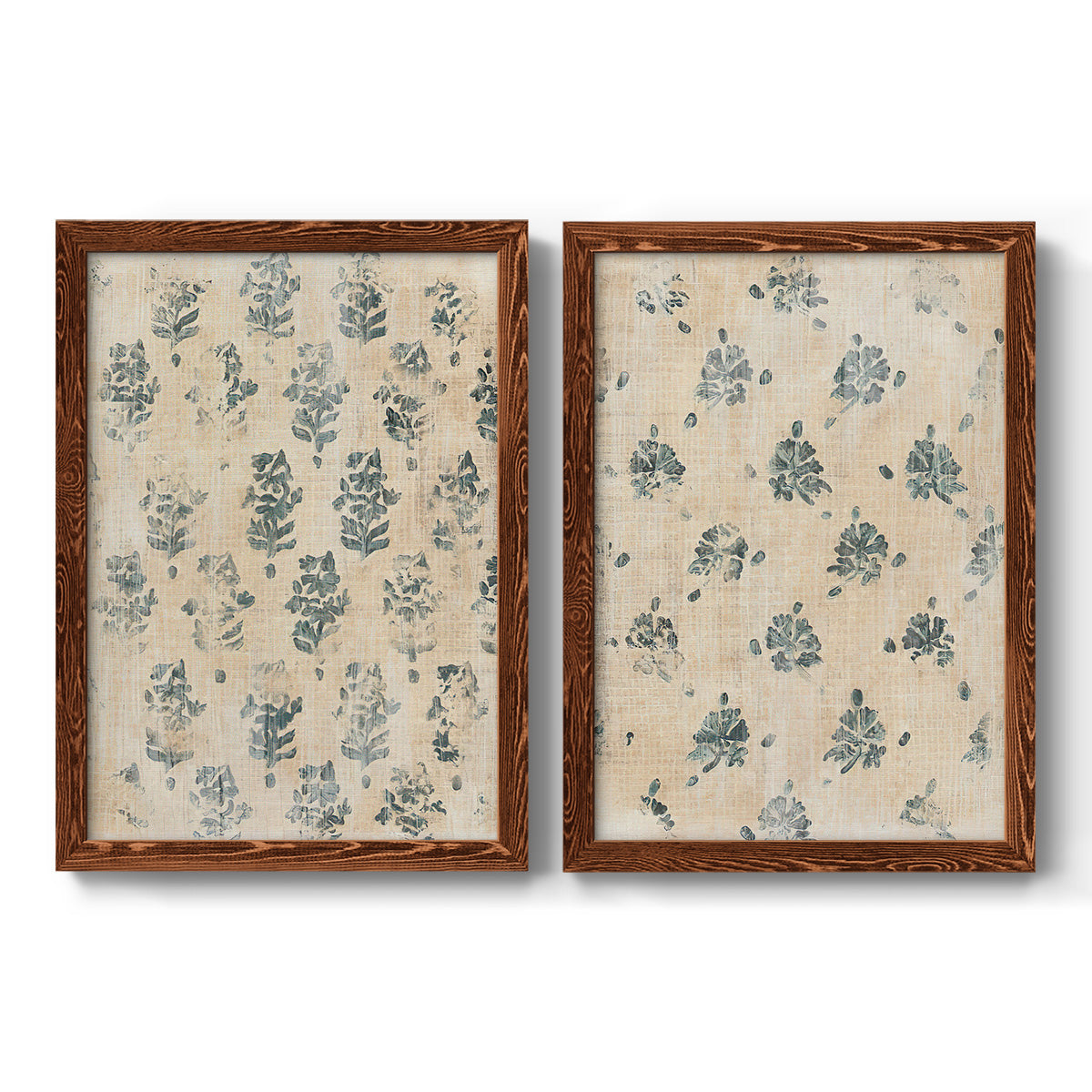 Vintage Blockprint I - Premium Framed Canvas 2 Piece Set - Ready to Hang