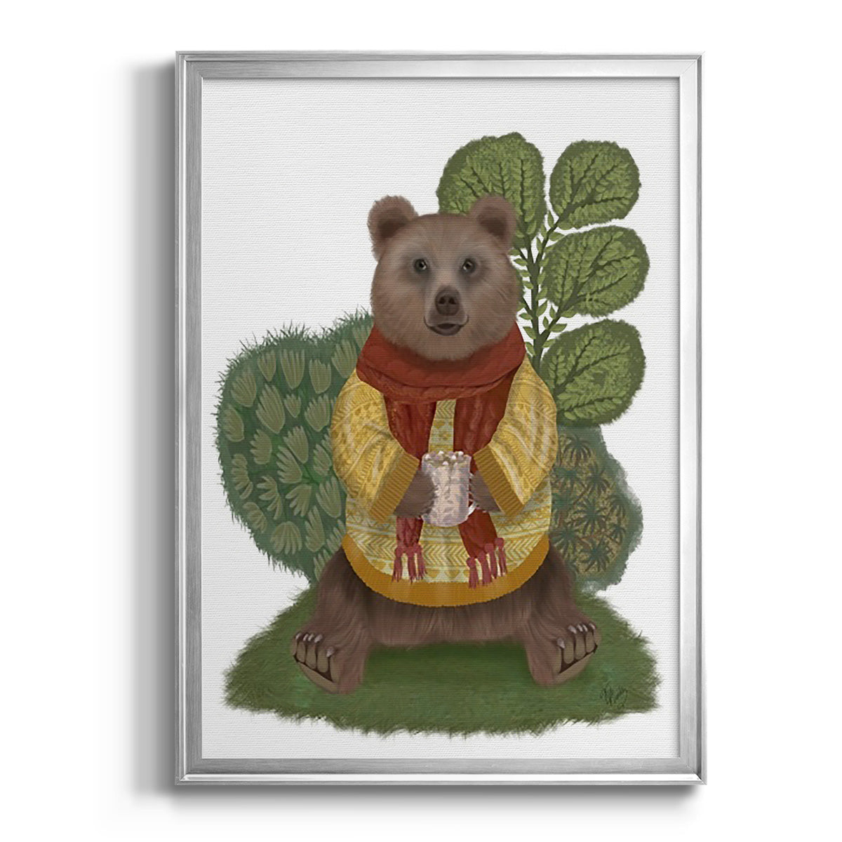 Hot Chocolate Bear - Modern Framed Canvas Print