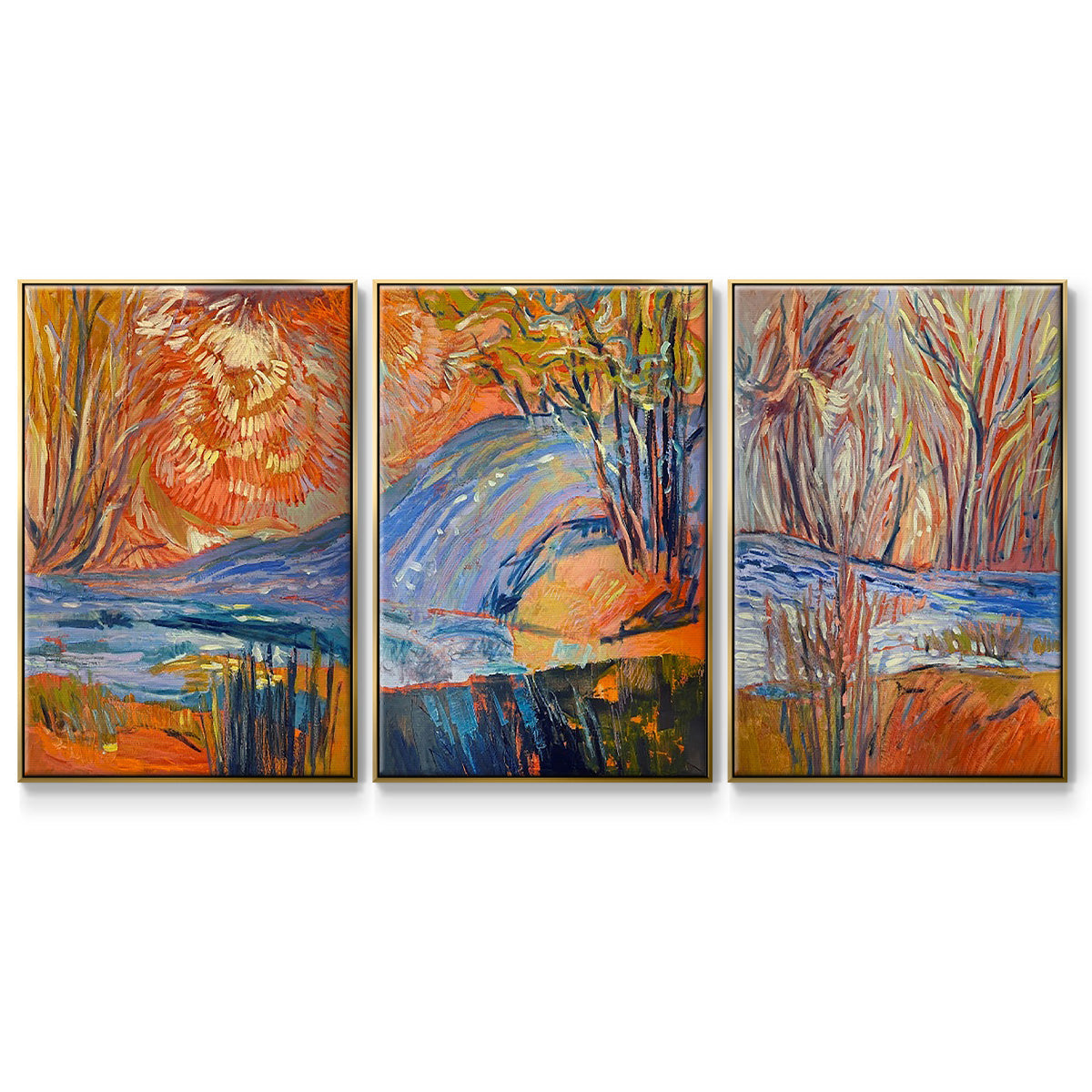 Cadmium Winter Solstice I - Framed Premium Gallery Wrapped Canvas L Frame 3 Piece Set - Ready to Hang