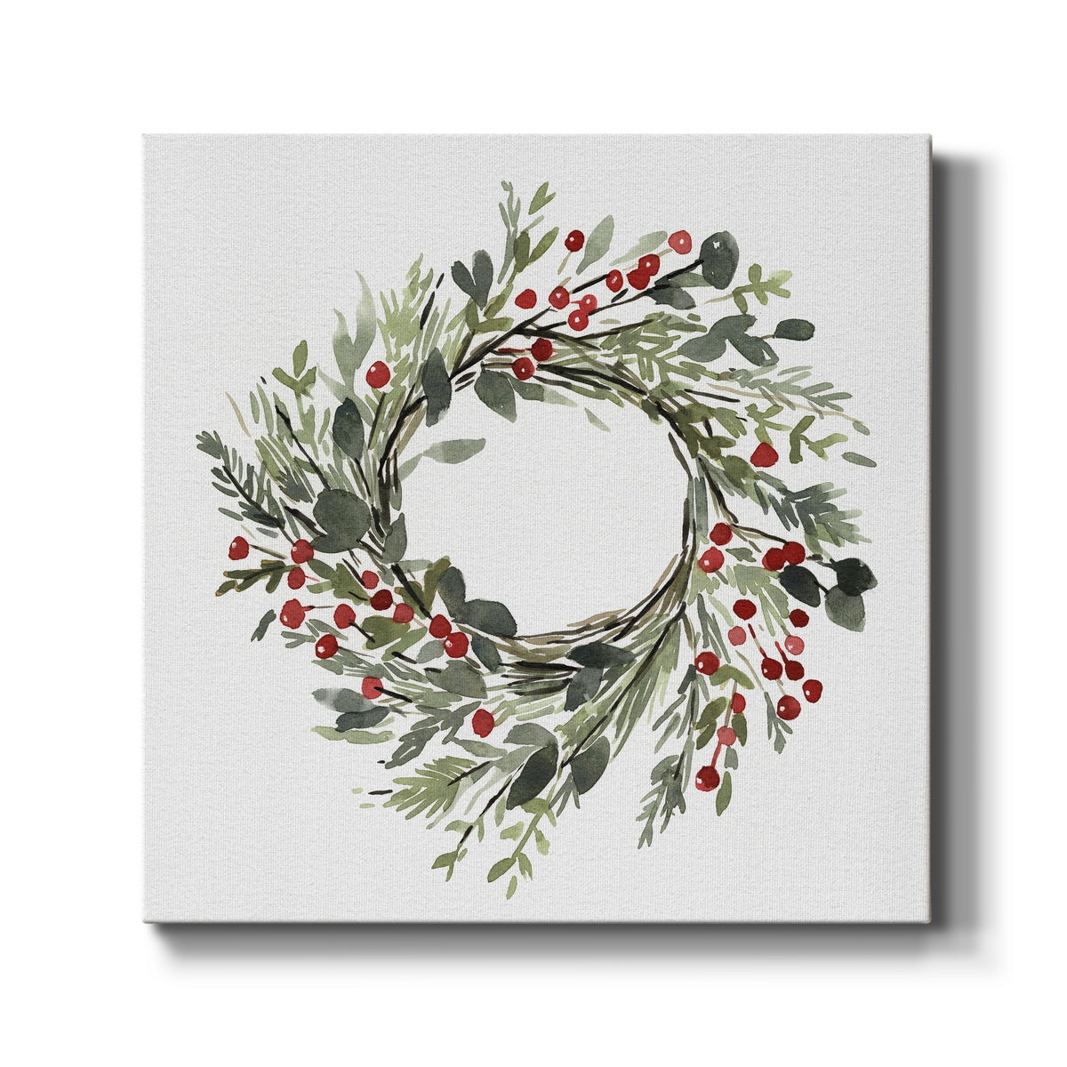 Holly Farmhouse Wreath II-Premium Gallery Wrapped Canvas - Ready to Hang