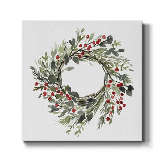 Holly Farmhouse Wreath II-Premium Gallery Wrapped Canvas - Ready to Hang