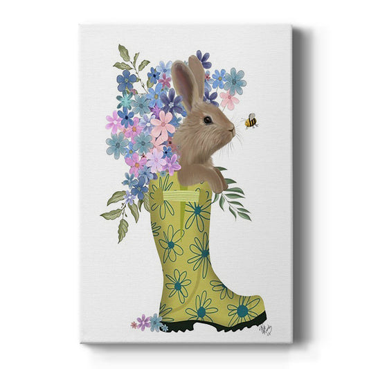 Welly Bunny And Bee - Canvas Art Print