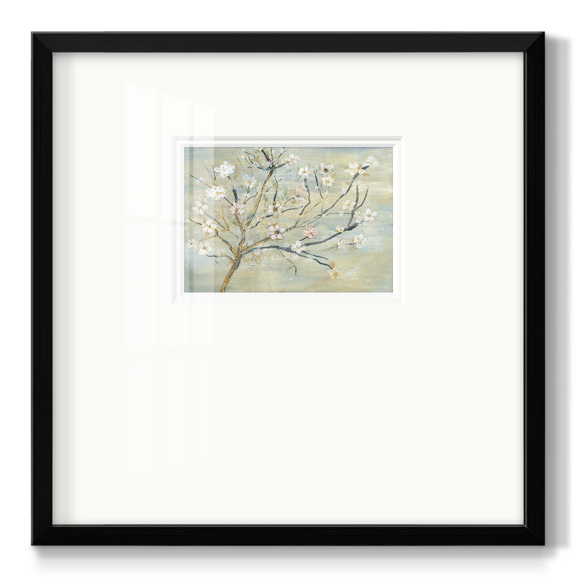 Blossoms & Spring Rain Premium Framed Print Double Matboard