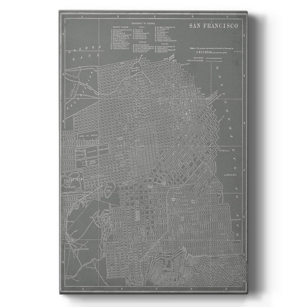 City Map of San Francisco Premium Gallery Wrapped Canvas - Ready to Hang