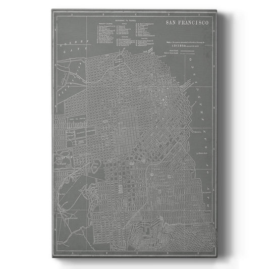 City Map of San Francisco Premium Gallery Wrapped Canvas - Ready to Hang