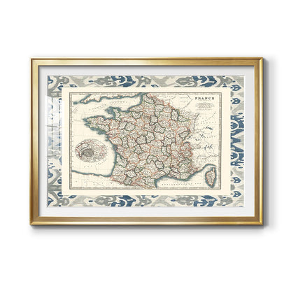 Bordered Map of France Premium Framed Print - Ready to Hang