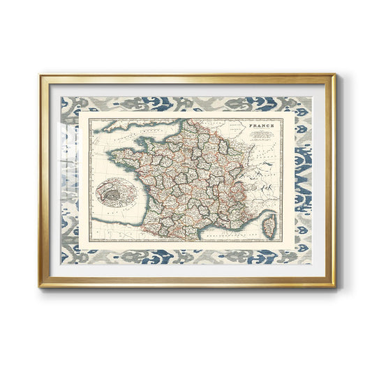 Bordered Map of France Premium Framed Print - Ready to Hang