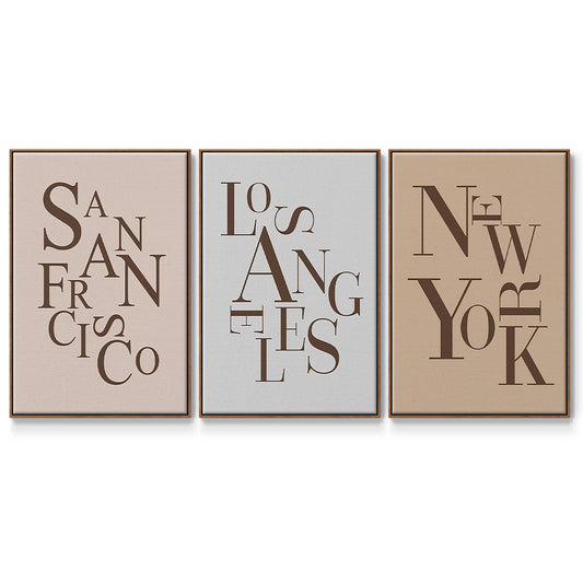 Neutral City Center Type I - Floater Framed Canvas Set