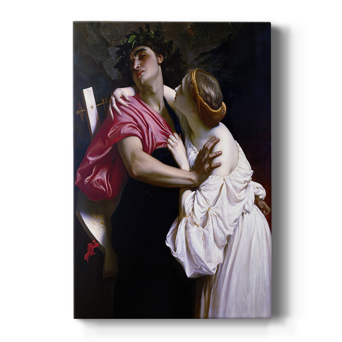 Canvas art print featuring a classical scene of two figures in a dramatic mythological moment on a clean white background.